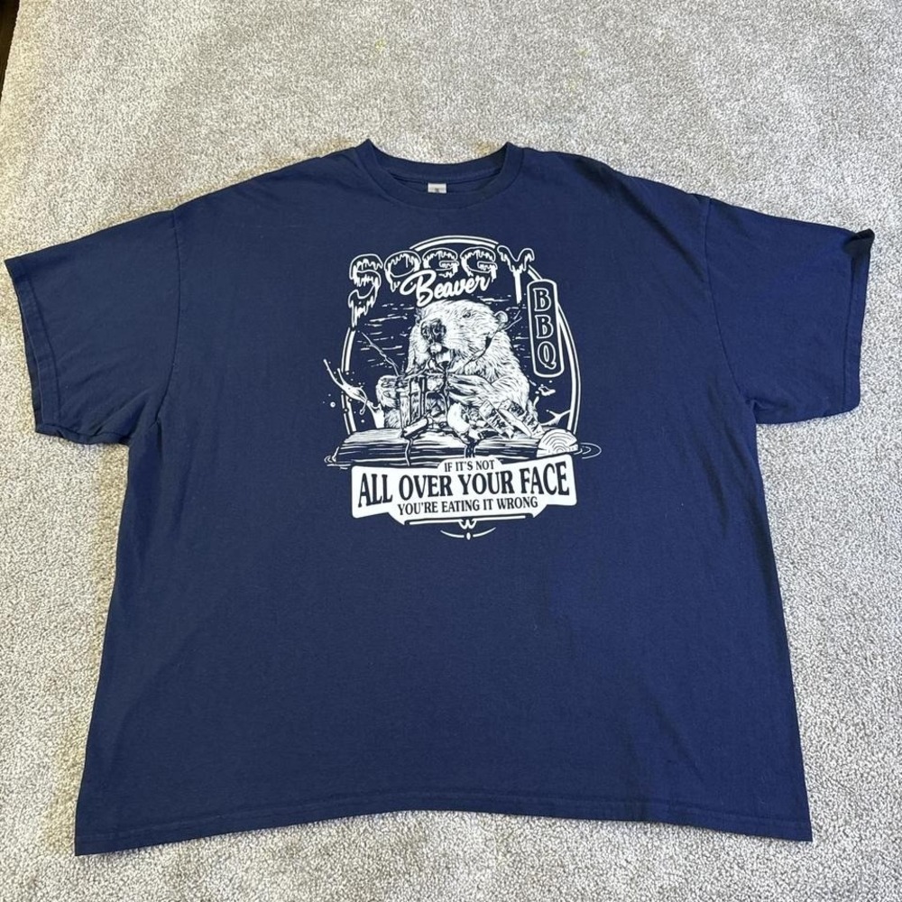 Soggy Beaver BBQ Adult Humor T-Shirt 2X Funny Cotton Graphic Tee